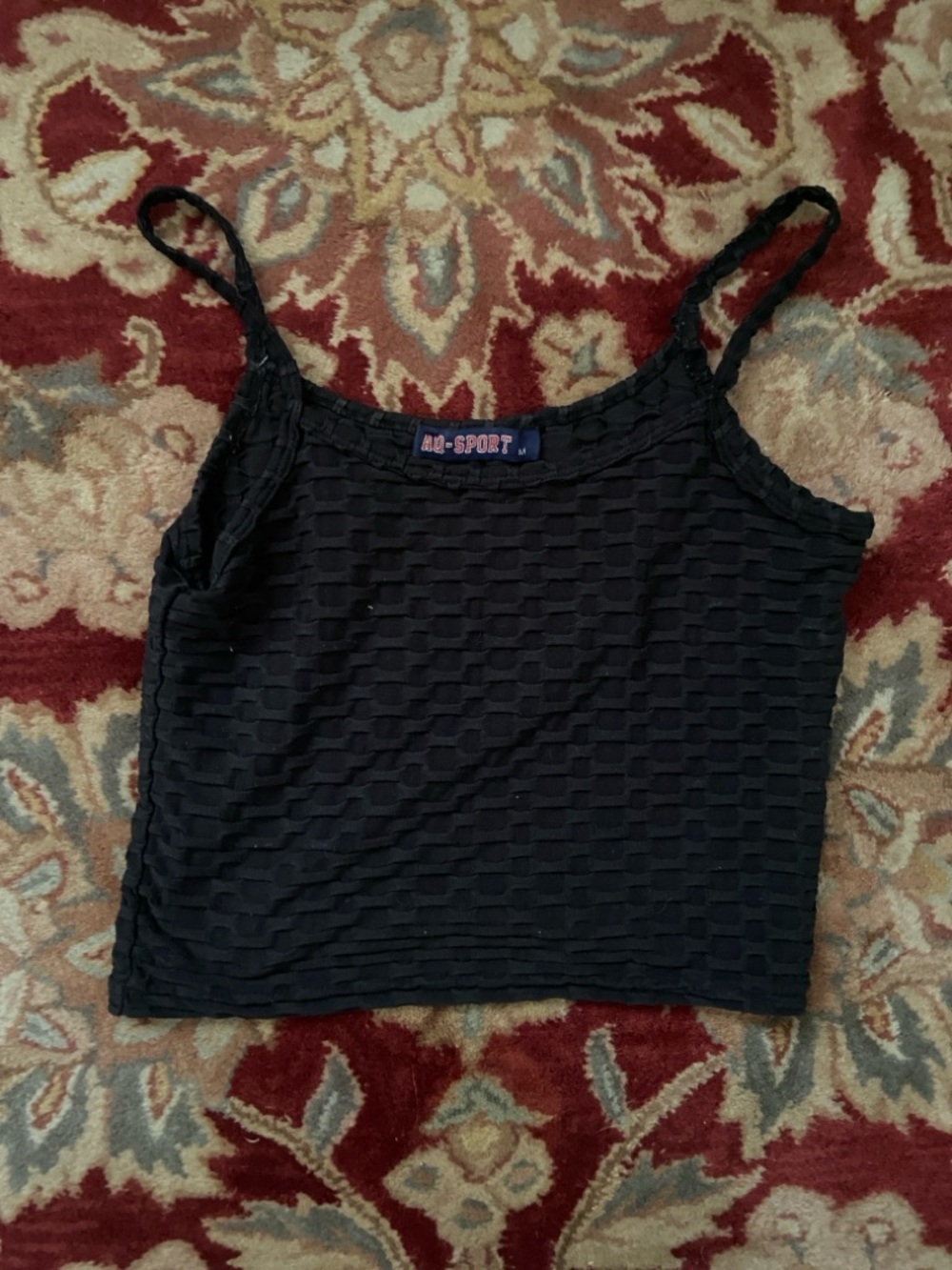 AllySport Black Textured Cropped Cami